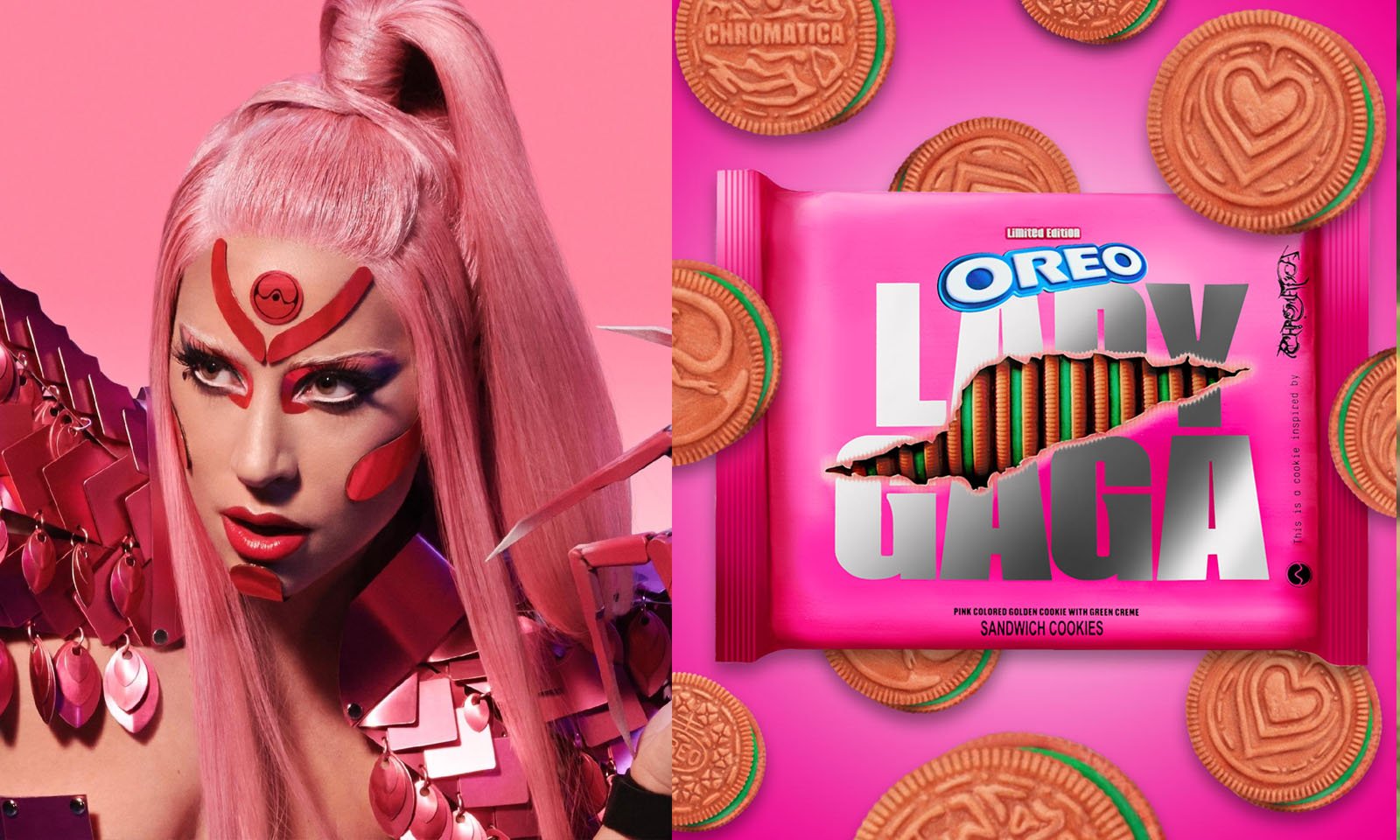 Lady Gaga e Oreo anunciam biscoito com tema de “Chromatica”