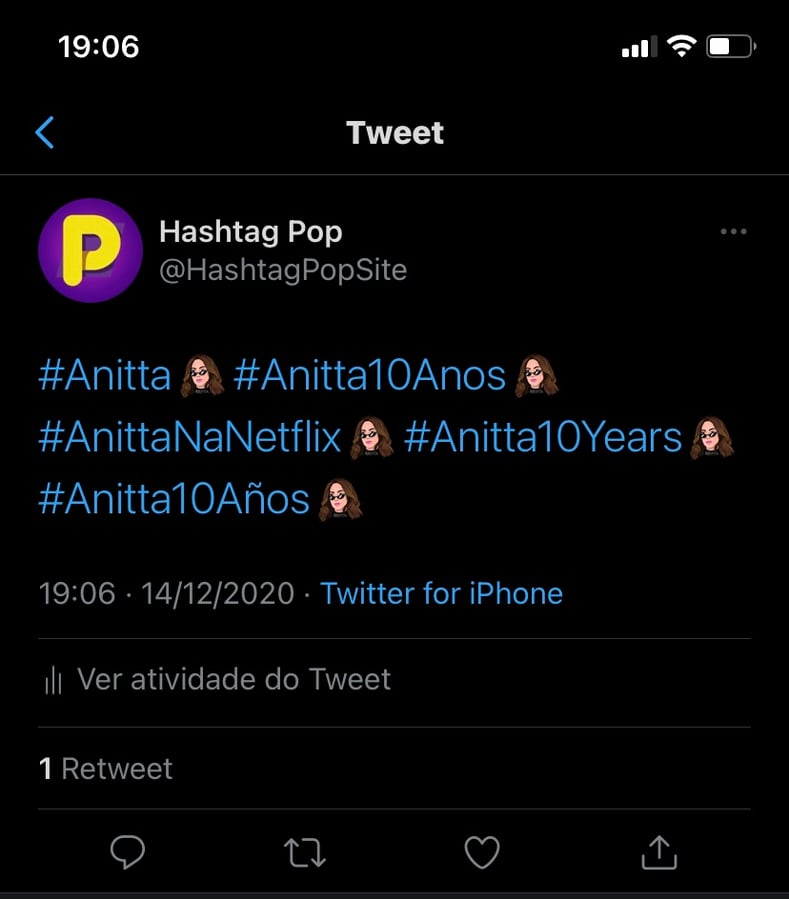 Como as hashflags de Anitta aparecem após publicadas