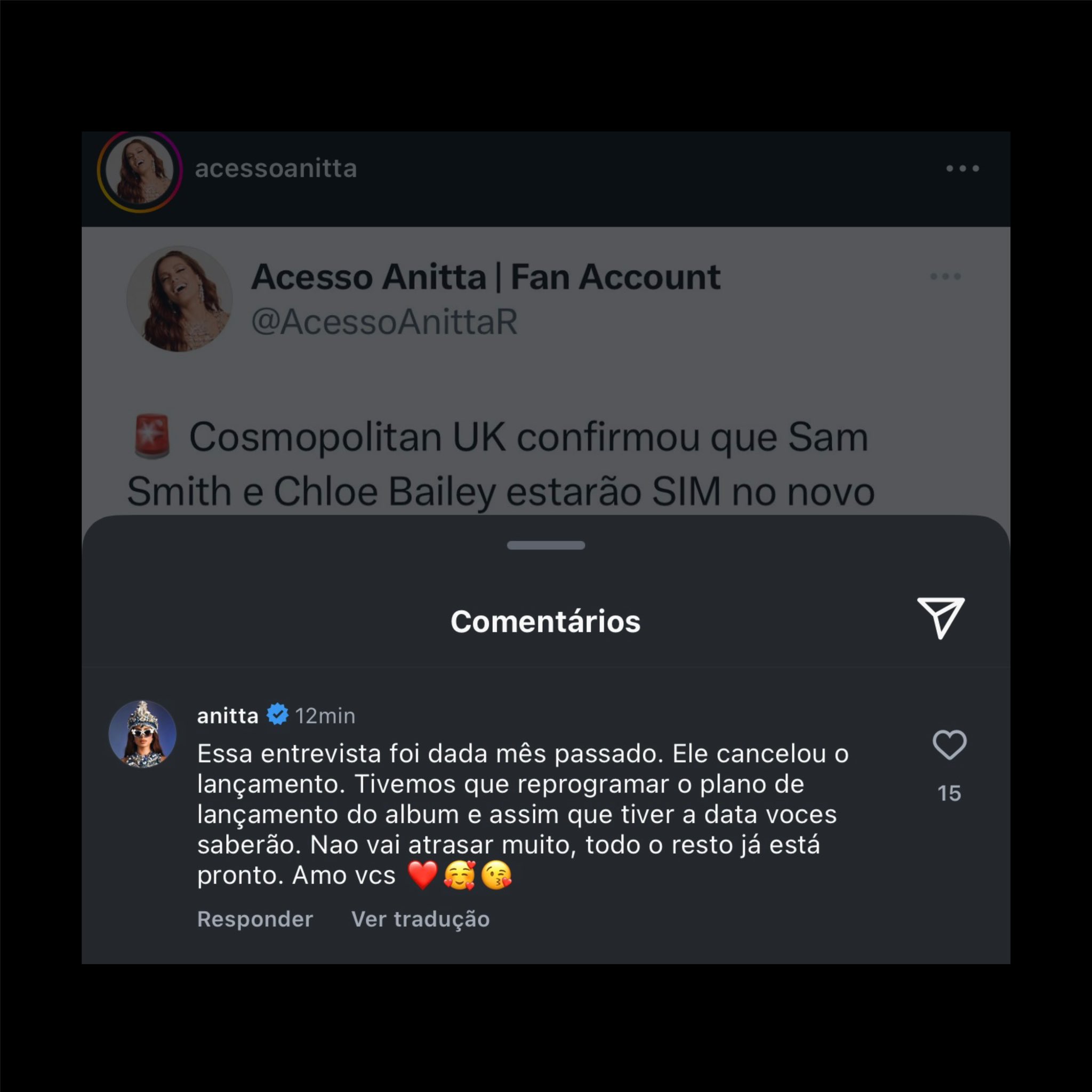 Anitta não irá lançar música com Sam Smith: 'Ele cancelou o lançamento'