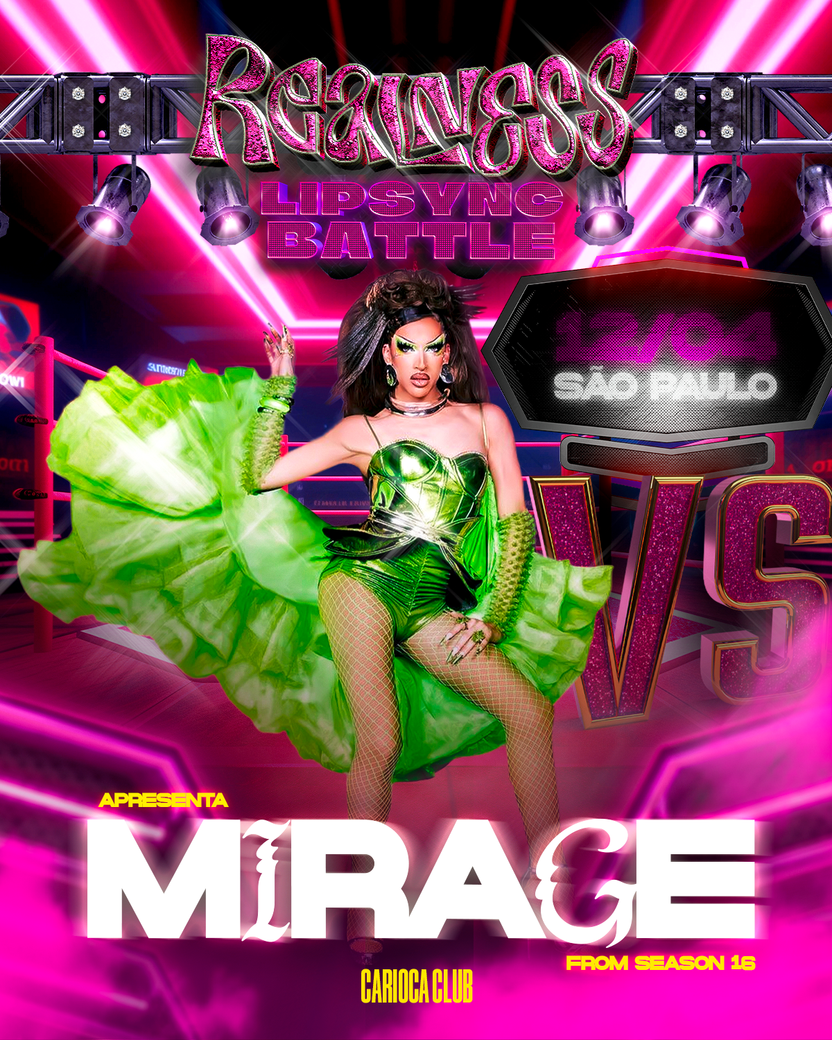 Mirage, participante do RuPaul's Drag Race, vem ao Brasil para a Realness Lipsync Battle