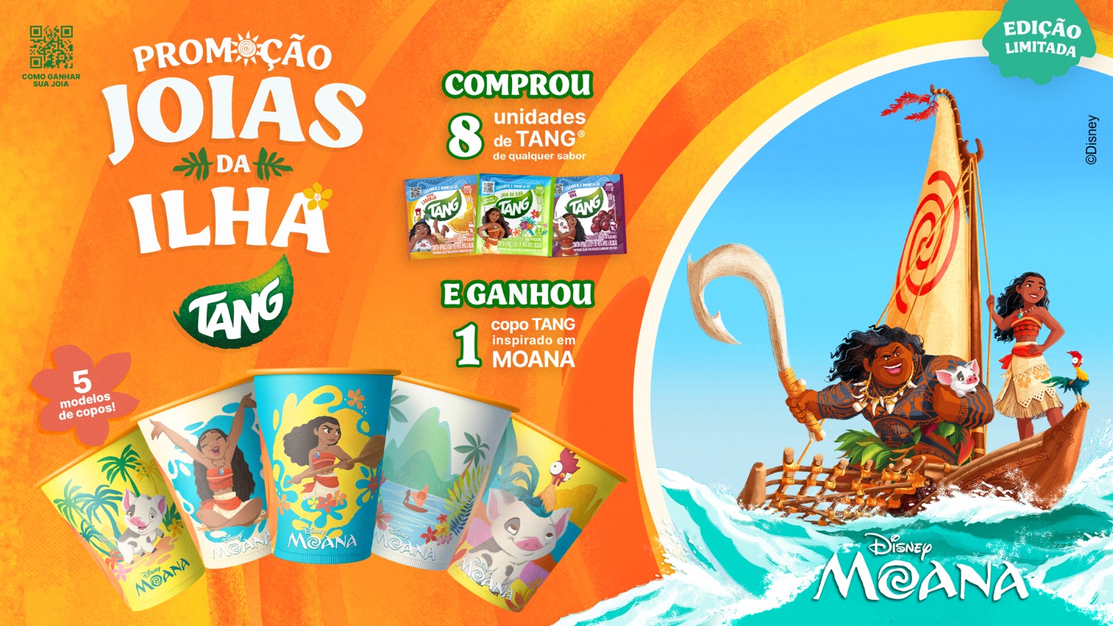 Tang transforma promo&ccedil;&atilde;o em aventura inspirada em &ldquo;Moana&rdquo; com copos e jarra tem&aacute;ticos